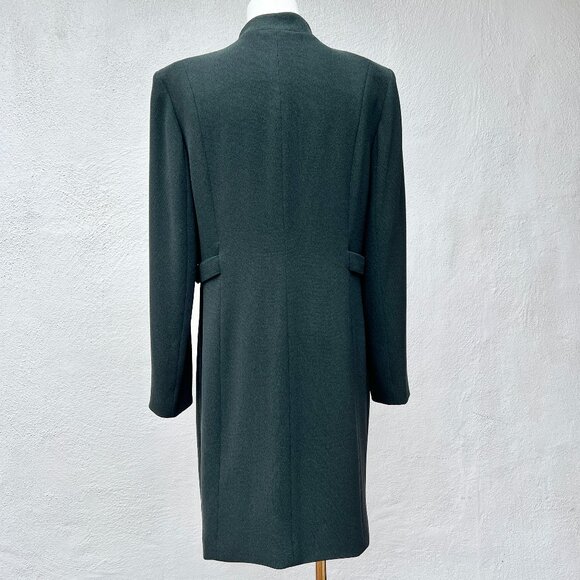 Alfani Military-Style Long Line Jacket Mandarin Collar Deep Green Size 8 Petite - Picture 12 of 16